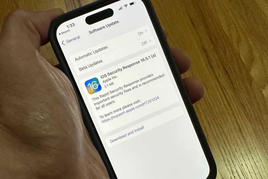 iOS 16.5.1a rapid security response update