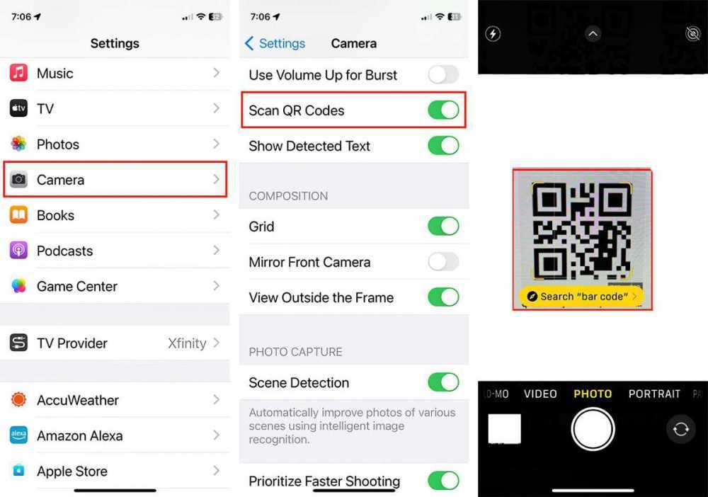 iOS QR Code camera setting