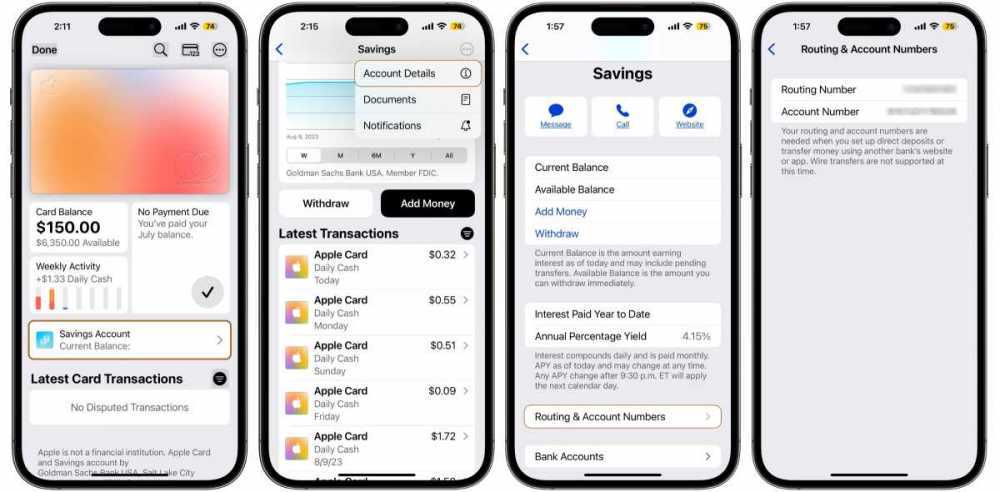 Apple Savings routing account numbers