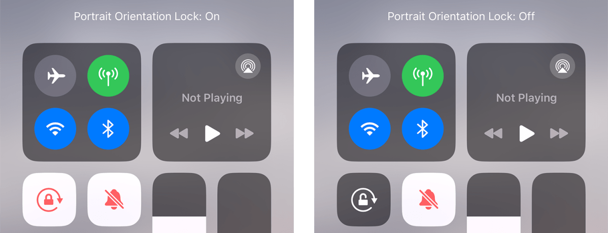 iOS portait lock control center