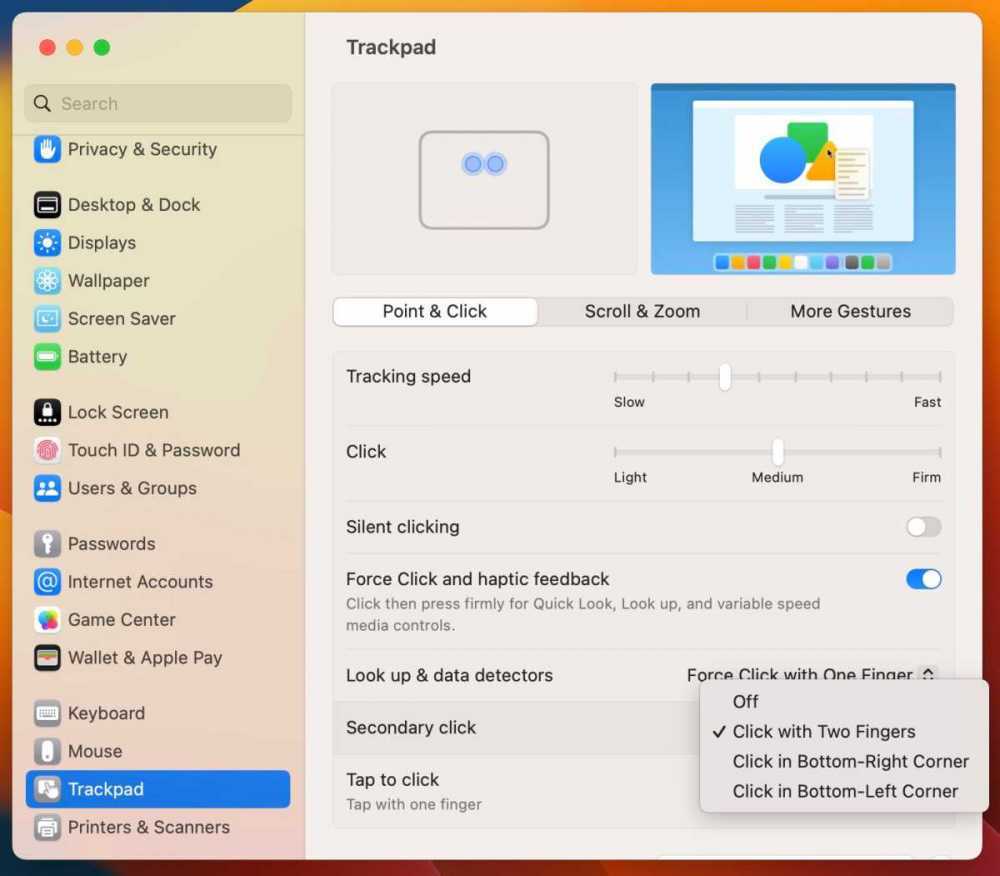 Right Click on MacBook Trackpad