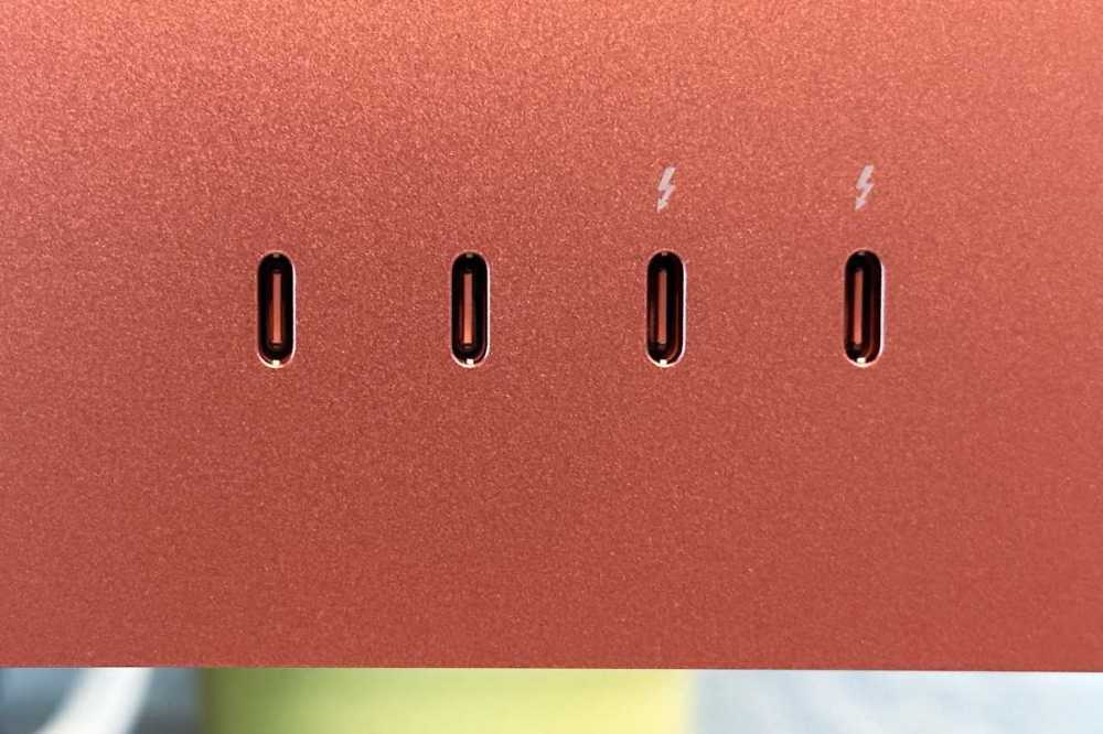 Orange iMac Thunderbolt USB-C ports