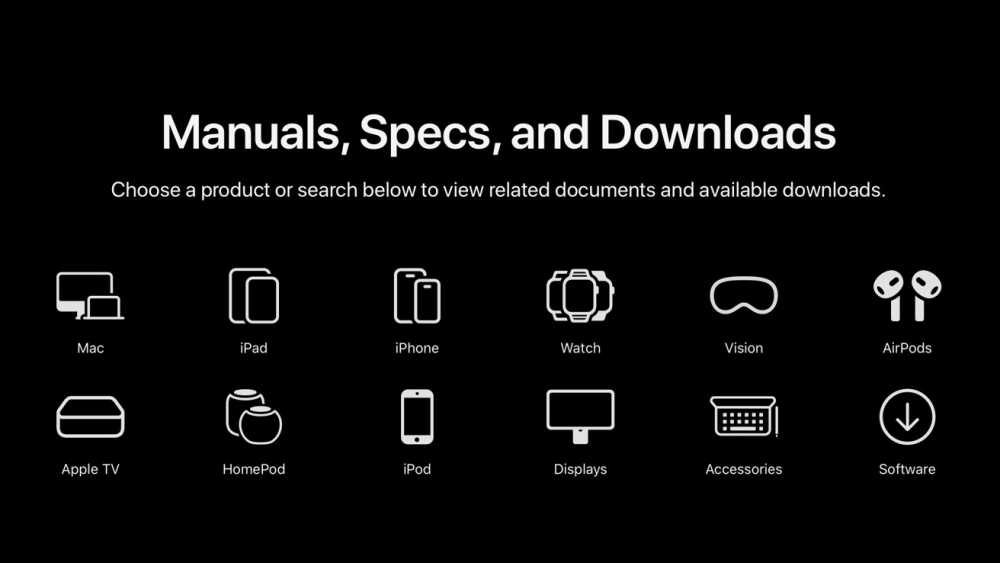 苹果现在拥有一个出色的网页，可用于查找产品手册、规格和下载