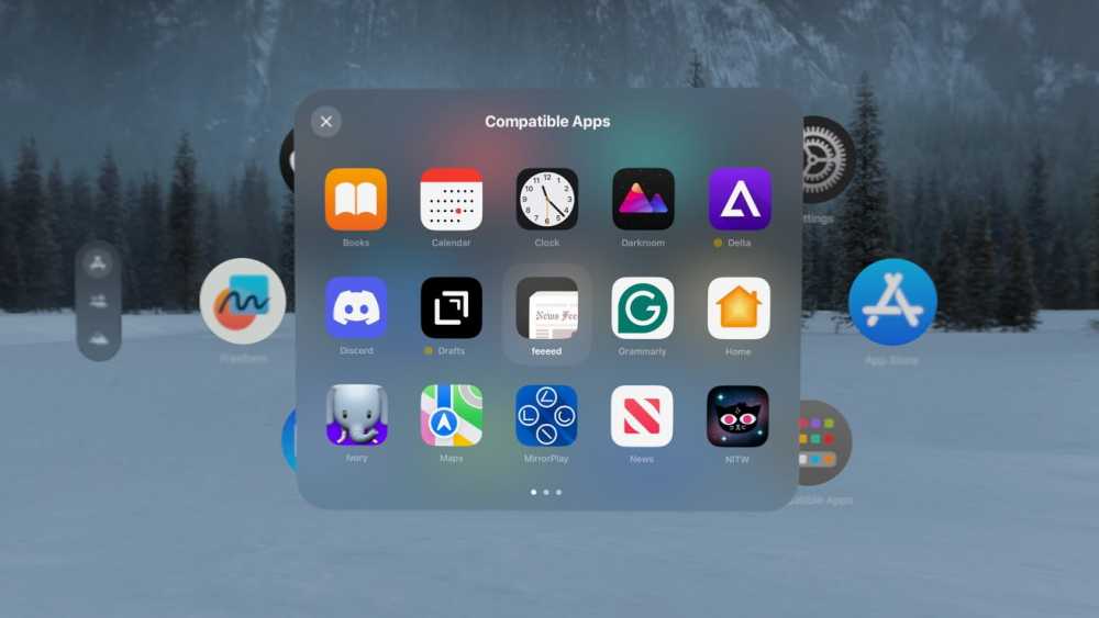 Apple Vision Pro上运行在兼容模式下的许多应用程序，如Books、Discord和Drafts
