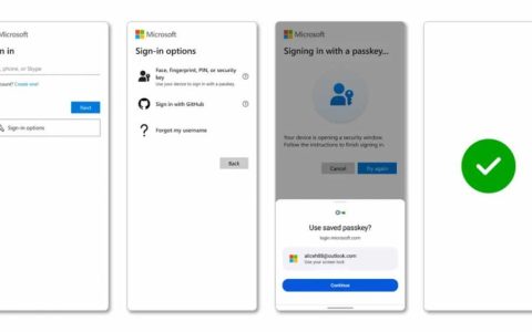 微软终于允许用户使用密码键登录账户