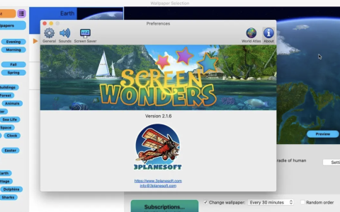 【Mac应用网盘免费下载】Screen Wonders for Mac v2.1.9 3D动态壁纸