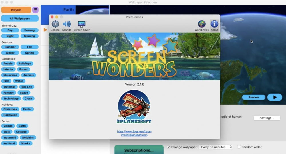 【Mac应用网盘免费下载】Screen Wonders for Mac v2.1.9 3D动态壁纸