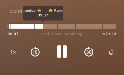 podcasts scrubbing chapters ios 18