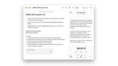 apple notes live audio transcription