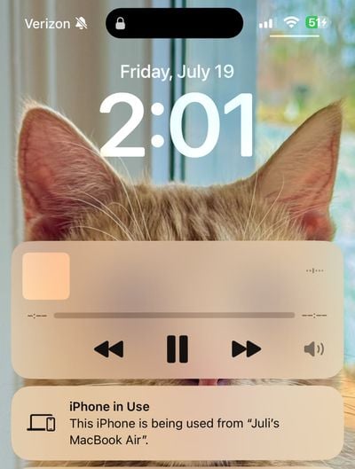 iphone in use notification