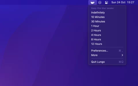 【Mac应用网盘免费下载】Lungo for Mac v2.3.2 - 防止休眠和屏幕变暗