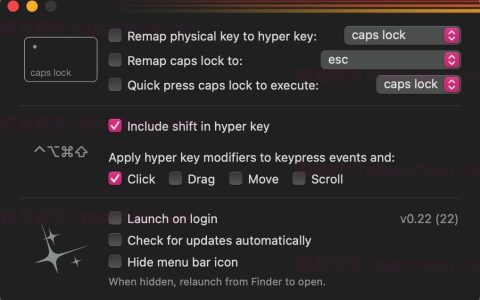 【Mac应用网盘免费下载】Hyperkey for Mac v0.22