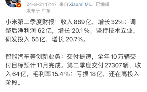 小米卖车亏损6万，雷军：不用焦虑