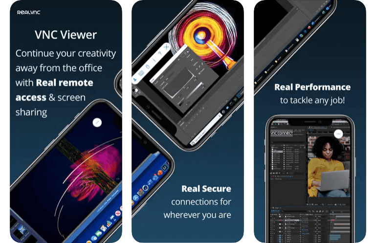 RealVNC remote desktop app store thumbnails
