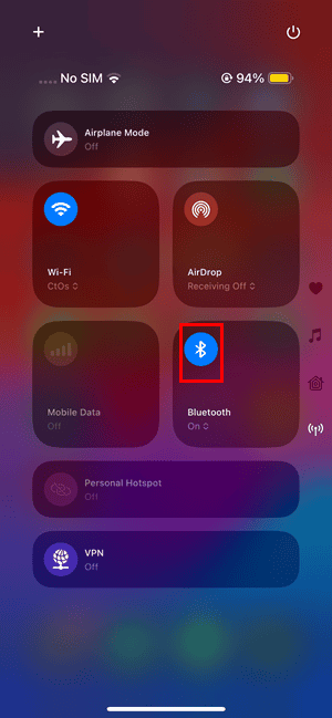 bluetooth menu