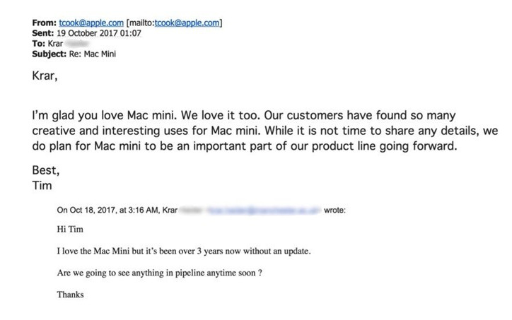 蒂姆·库克回应2017年对Mac mini的批评