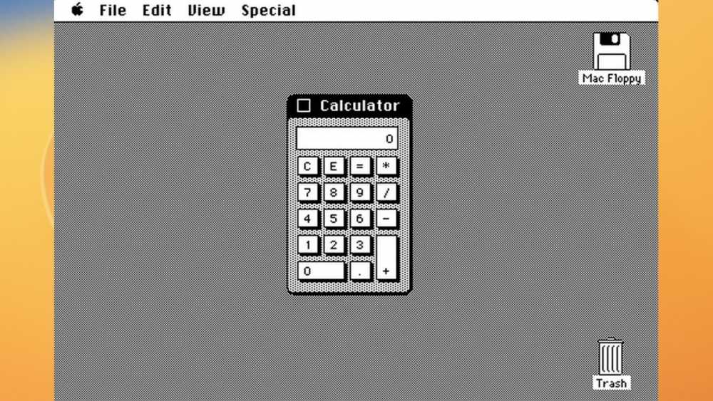 最初的Mac也有自己的黑白计算器应用。