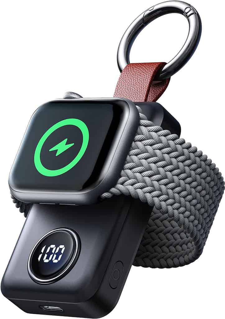 Keychain style apple watch charger