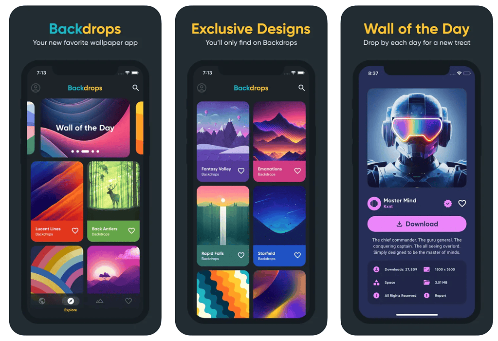 backdrops iPhone wallpaper app screenshots