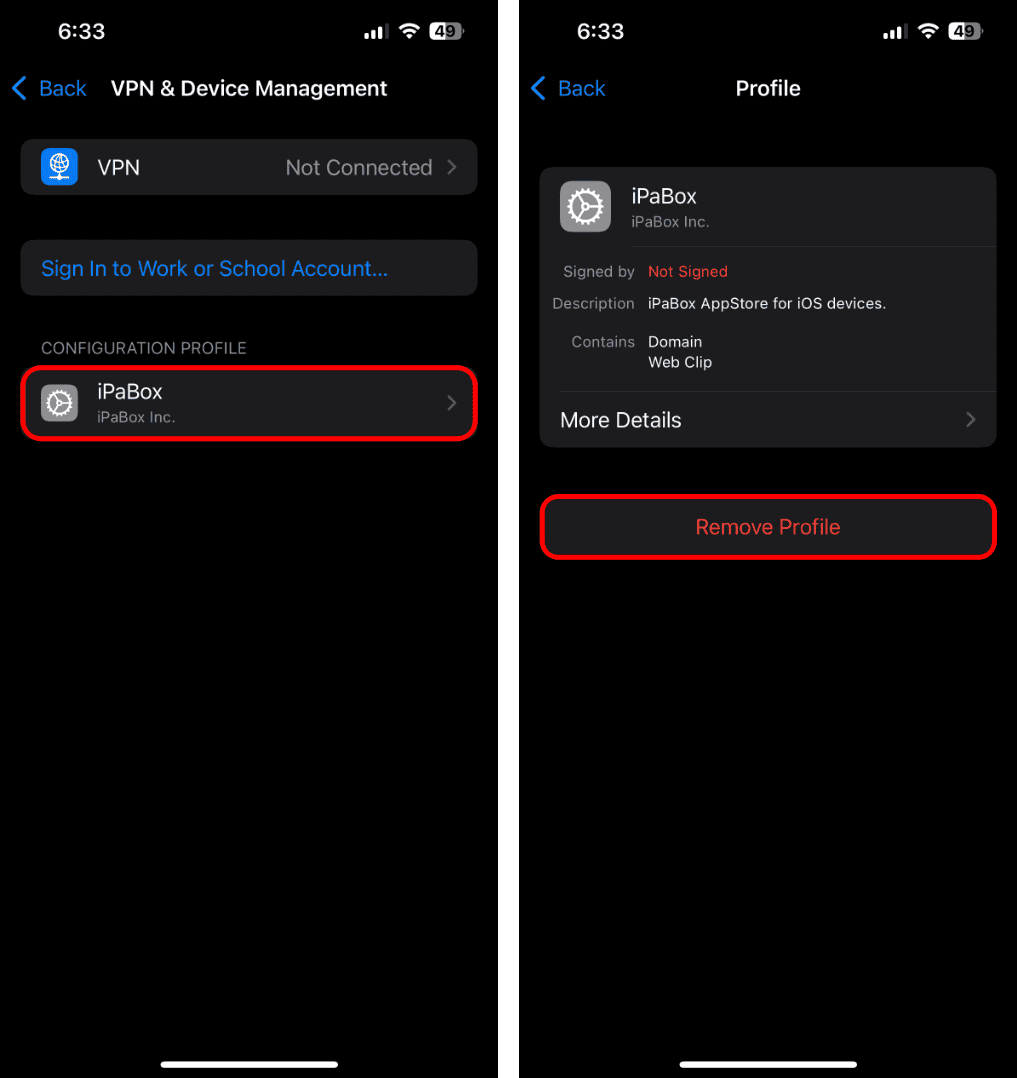 select-the-profile-to-remove