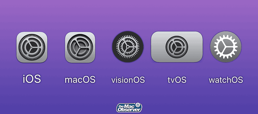 Settings app icon for iOS macOS visionOS tvOS and watchOS