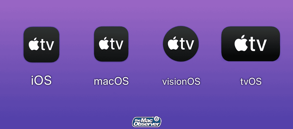 Apple TV app icon for iOS macOS visionOS and tvOS