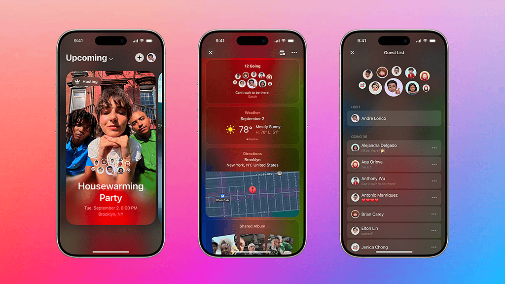 Screenshots of Apple's Invites app