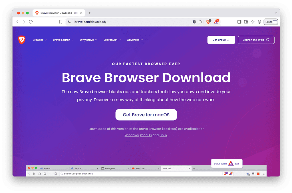 mac 上 Brave 隐私浏览器截图