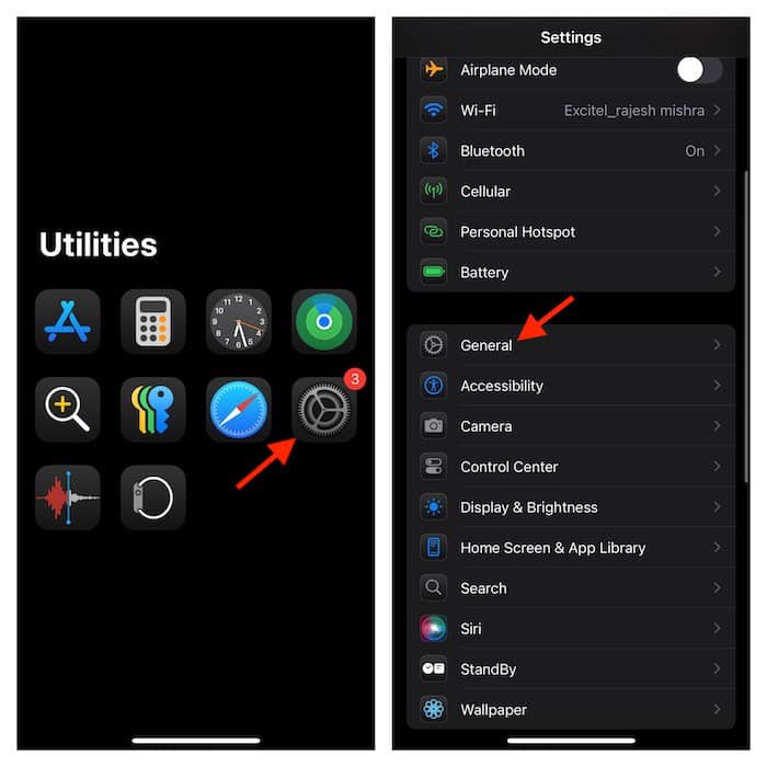 General setting on iPhone