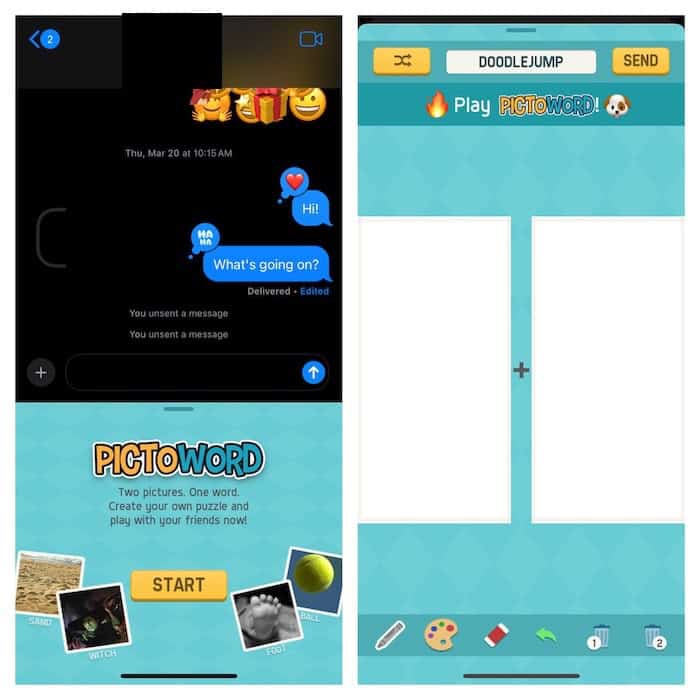 Pictoword iMessage game