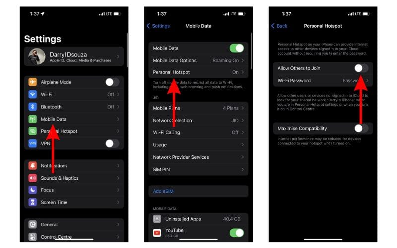 Disable Personal Hotspot