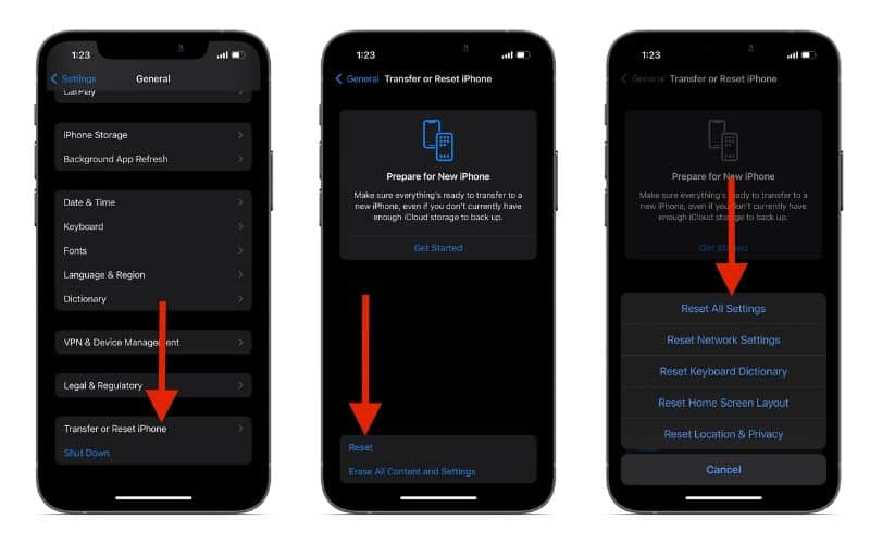 Reset All Settings to Fix iPhone Battery Drain Overnight