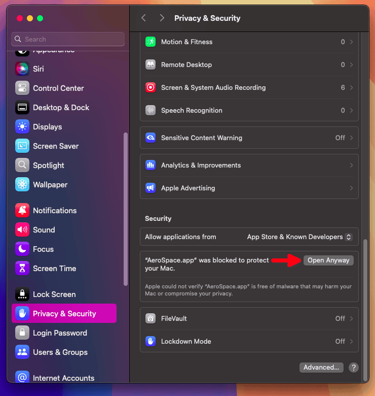 macOS bypass Gatekeeper settings