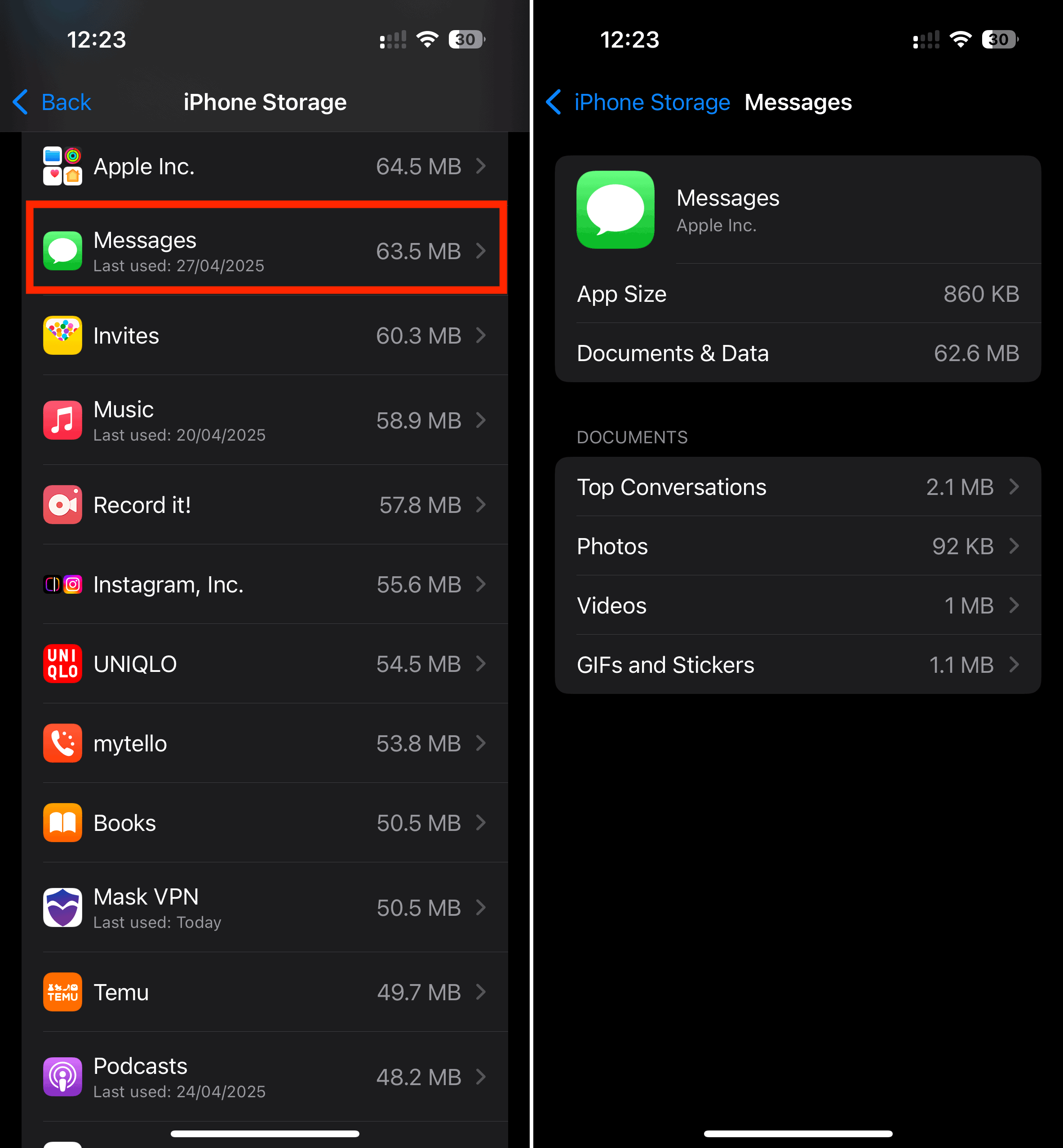 Delete Message Attachments on iPhone