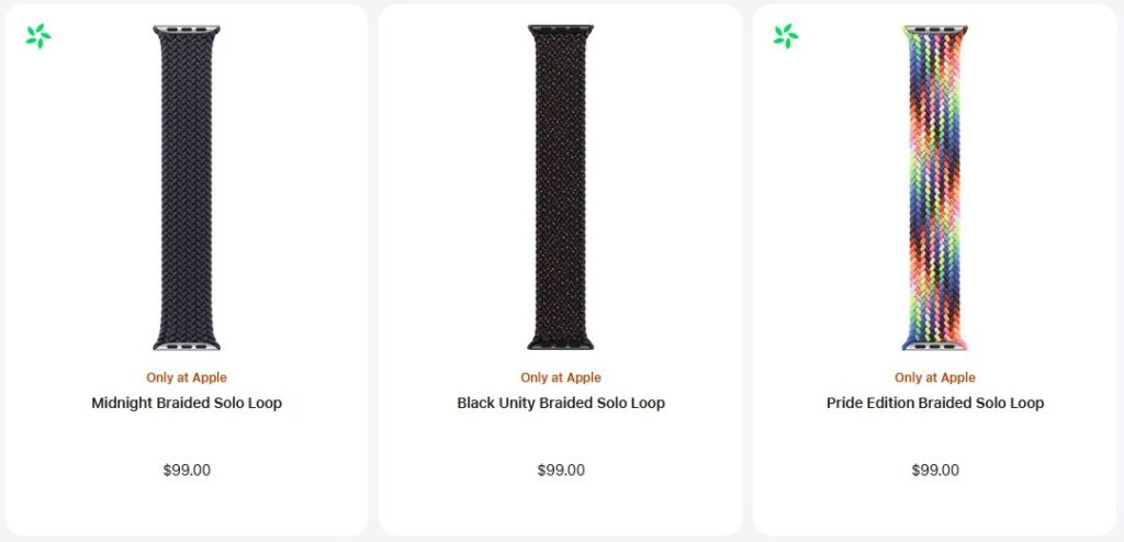 Apple Watch编织单圈表带的颜色选项