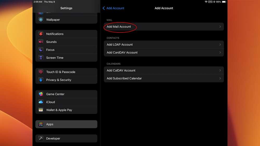 Add Mail Account adds a new generic mail account in iPadOS 18.