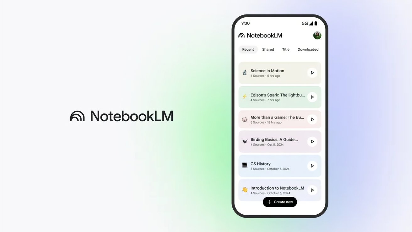 Google 新款 Notebook LM 应用为 iPhone 增加了 AI 研究助理