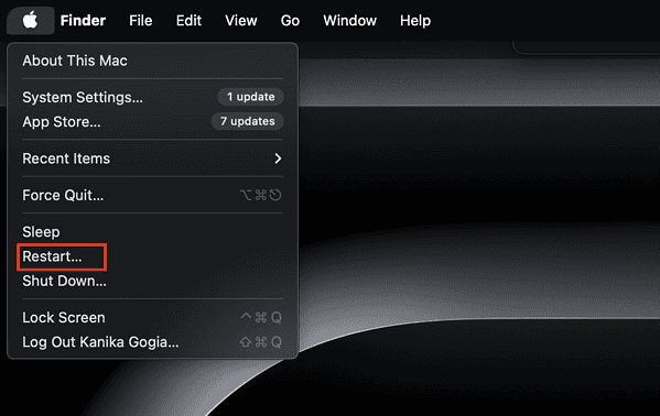 Restart Mac
