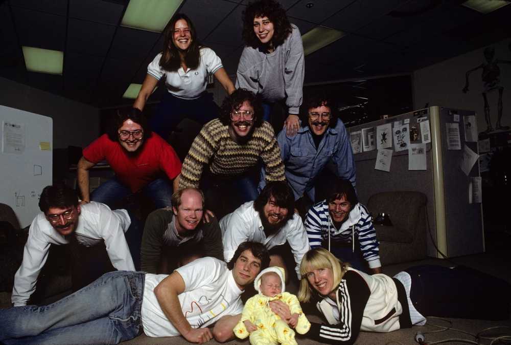 Atkinson (center) and the early Macintosh team. Image credit: The Steve Jobs Archive