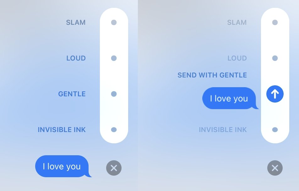 iMessage中的气泡效果界面相当直观