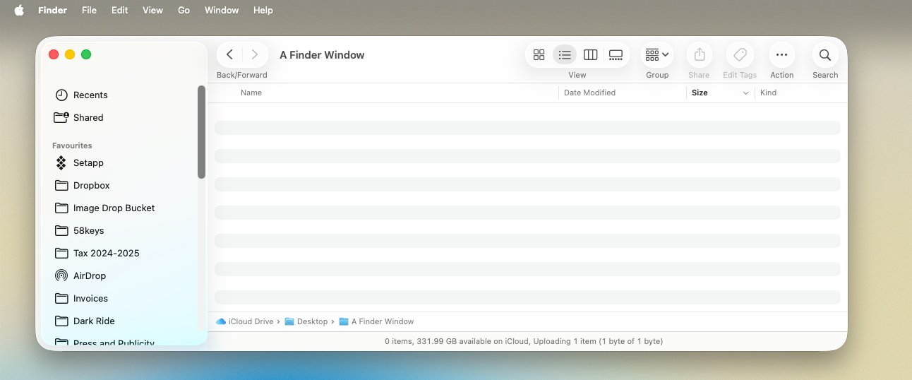 An empty Finder window