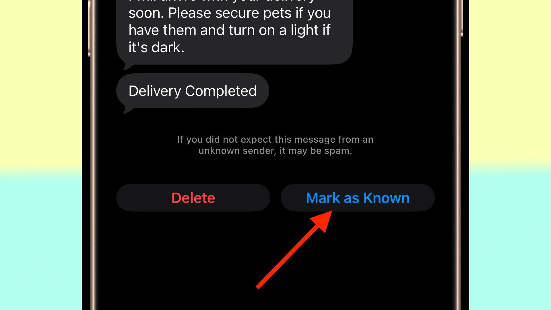 unknown message sender mark as known