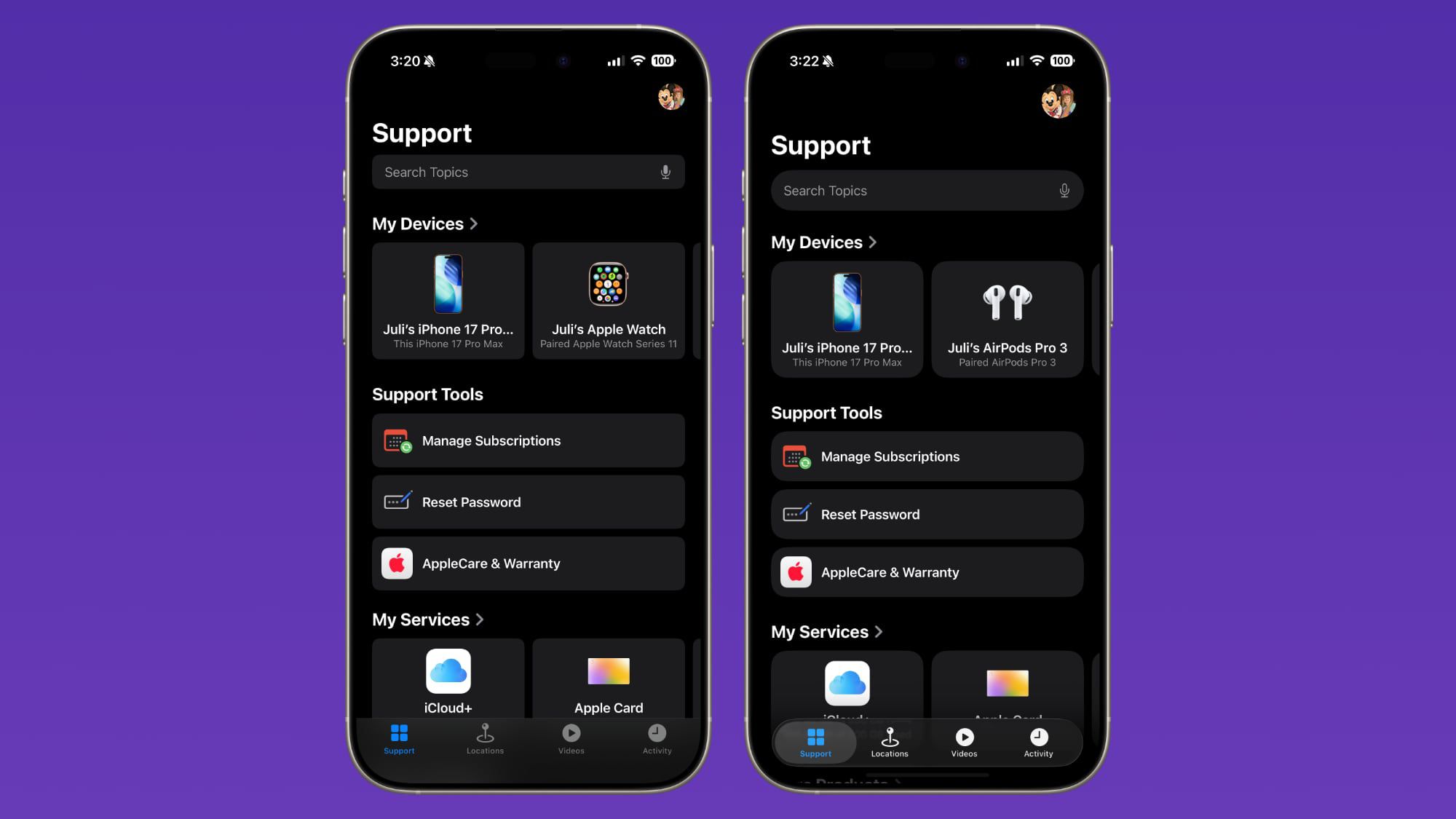 apple support app liquid glass