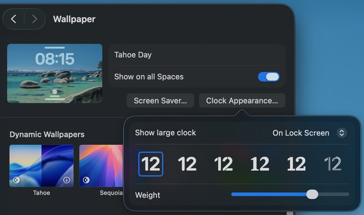 tahoe clock lock screen