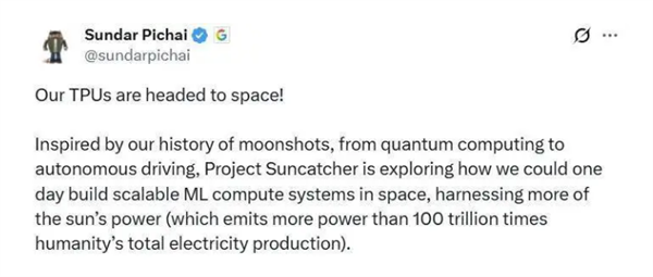 英伟达H100刚上天 谷歌立马官宣：2027年要将TPU送入太空