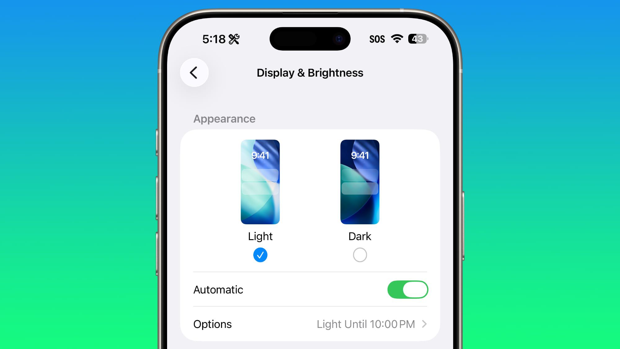 display brightness setting ios 26 1