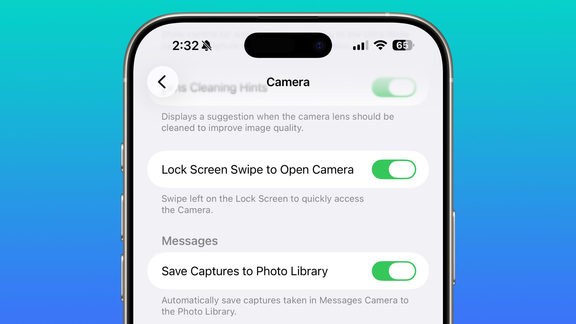 lock screen swipe disable camera
