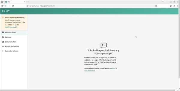 ntfy本地部署成功界面