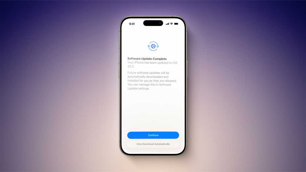 iOS 26.2 軟體更新完成介面