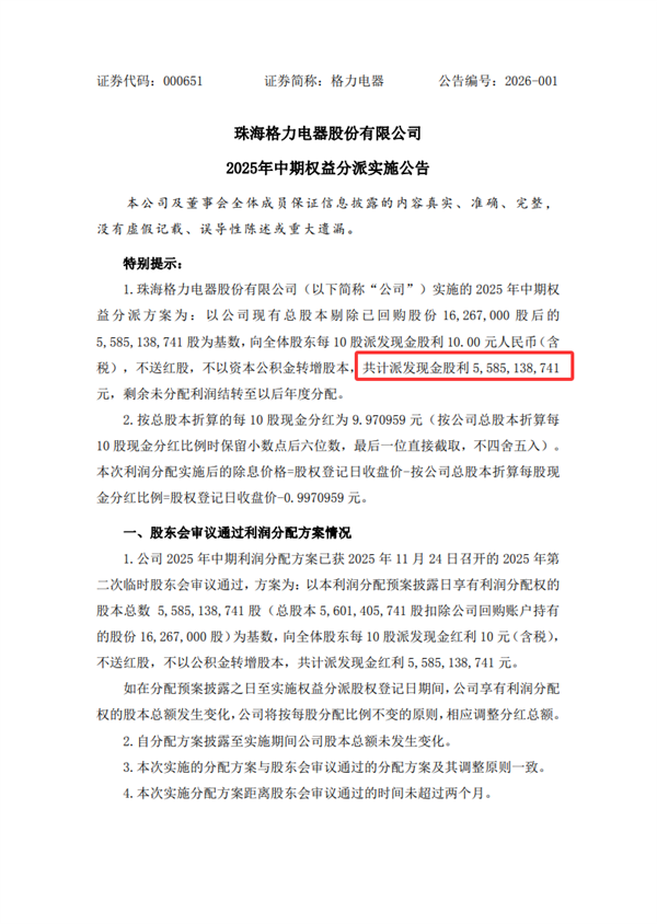 格力大手笔分红55亿 把近4成的净利润都分了